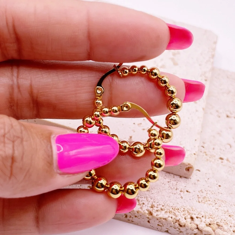 Stainless Steel Gold Hoop Earrings - Picture 4 of 4